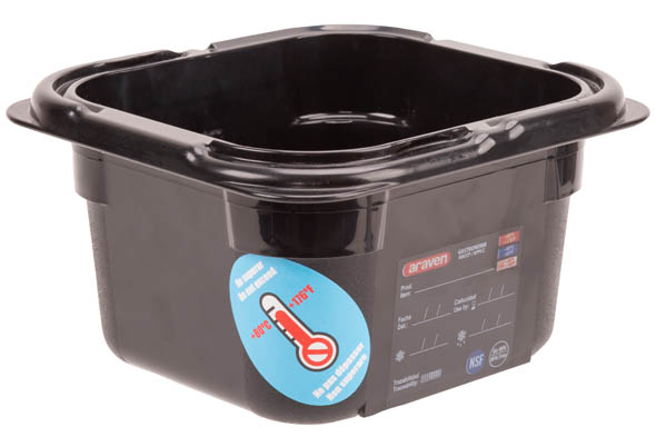 Araven Boîte alimentaire GN1/6 100mmh noir sans BPA